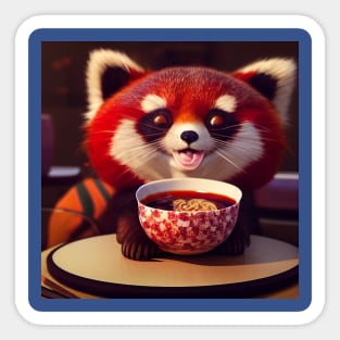 Kawaii Red Panda Eating Ramen Sticker